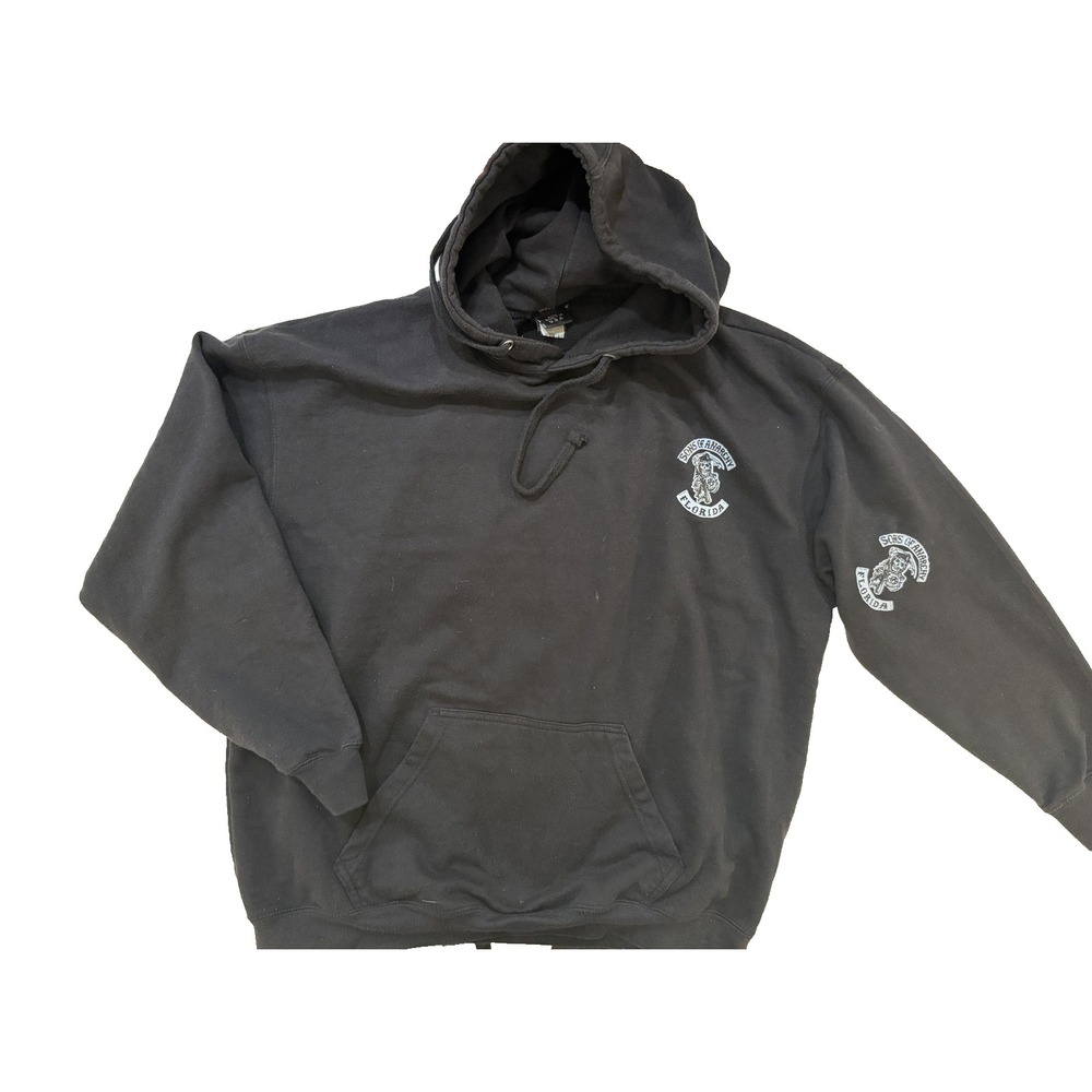 Vintage 90s Sons Of Anarchy Hoodie Mens‎ 2XL Black Florida Grim Reaper Biker